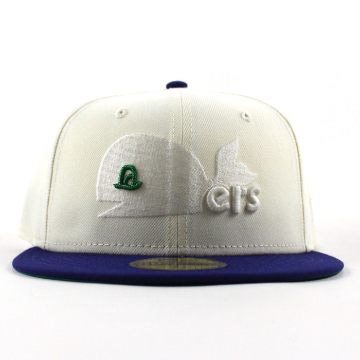 Hartford Whaler New Era 59Fifty Fitted Hat (Chrome White Royal Blue Green Under brim)