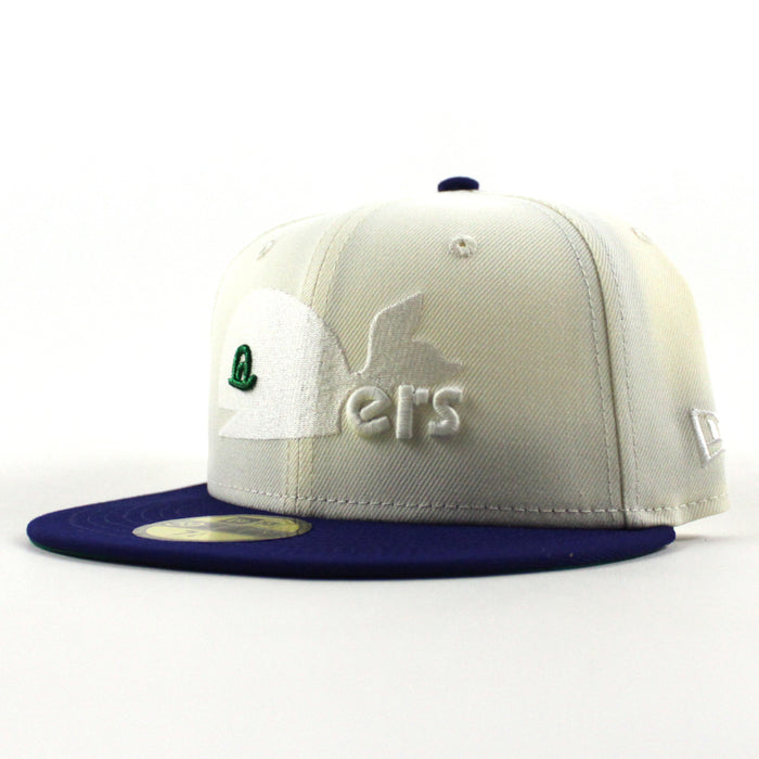 Hartford Whaler New Era 59Fifty Fitted Hat (Chrome White Royal Blue Green Under brim)