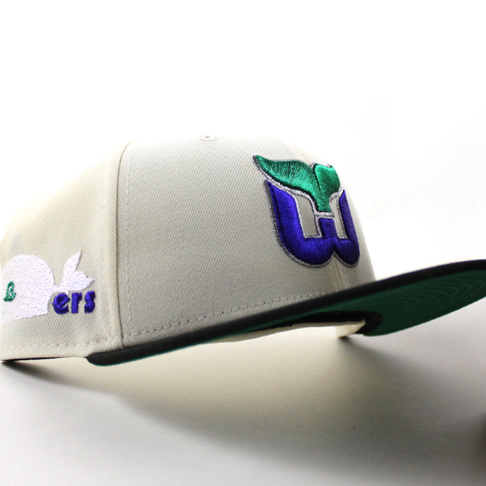 Hartford Whaler Whaler Patch New Era 59Fifty Fitted Hat (Chrome White Black Green Under brim)