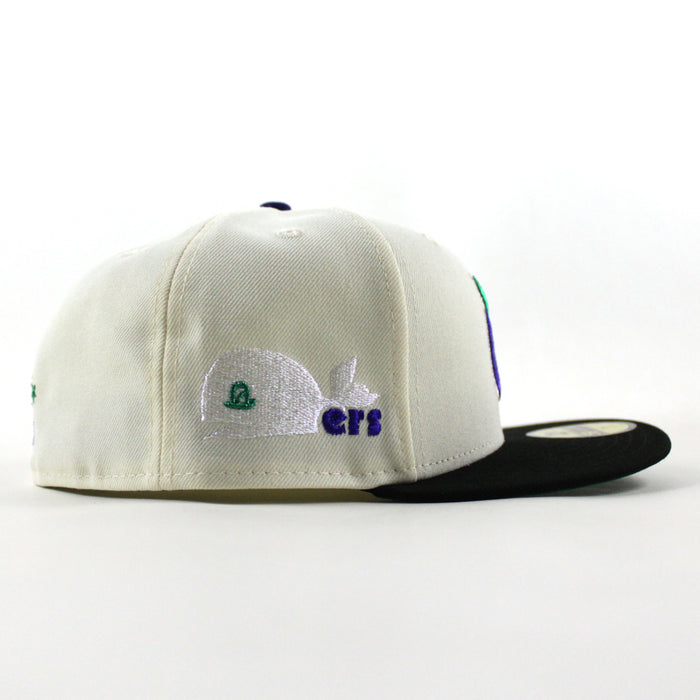 Hartford Whaler Whaler Patch New Era 59Fifty Fitted Hat (Chrome White Black Green Under brim)