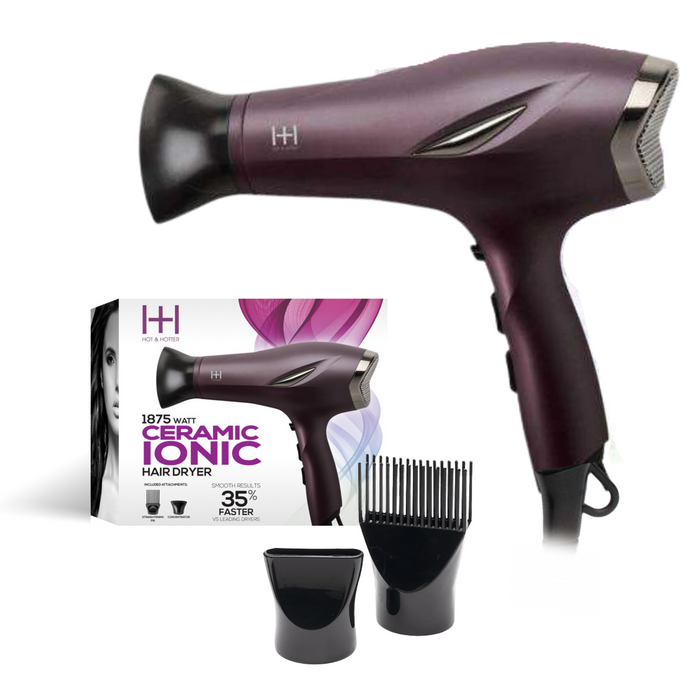 Hot & Hotter 1875 Watt Ceramic Ionic Hair Dryer, 1 Count, Purple