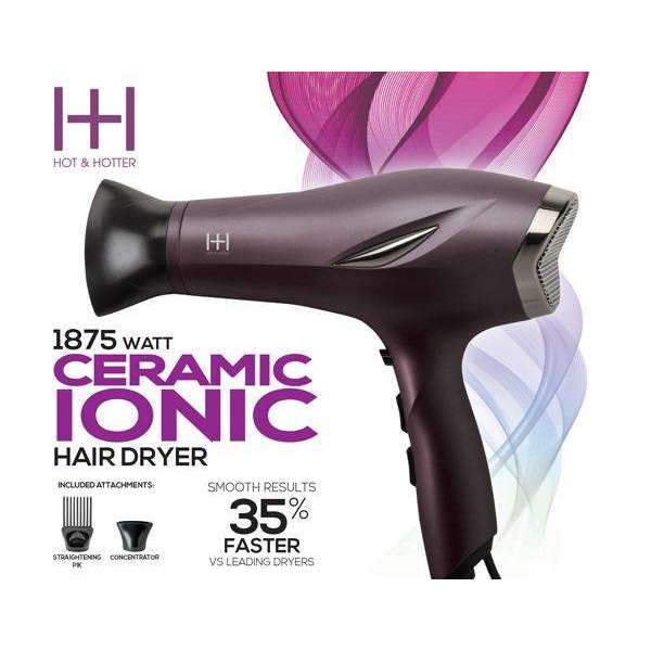 Hot & Hotter 1875 Watt Ceramic Ionic Hair Dryer, 1 Count, Purple