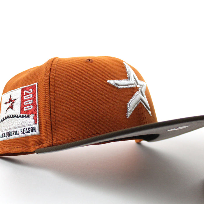 Houston Astros 2000 Inaugural Season New Era 59Fifty Fitted Hat (Flight Orange Walnut Gray Under Brim)