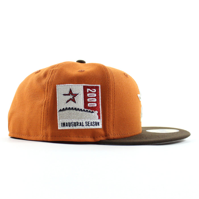 Houston Astros 2000 Inaugural Season New Era 59Fifty Fitted Hat (Flight Orange Walnut Gray Under Brim)