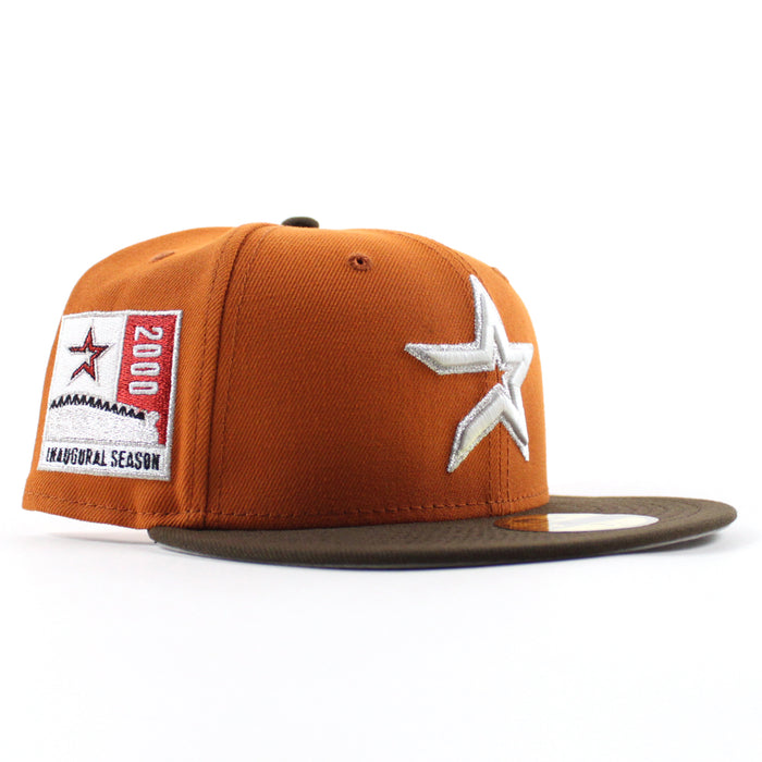 Houston Astros 2000 Inaugural Season New Era 59Fifty Fitted Hat (Flight Orange Walnut Gray Under Brim)