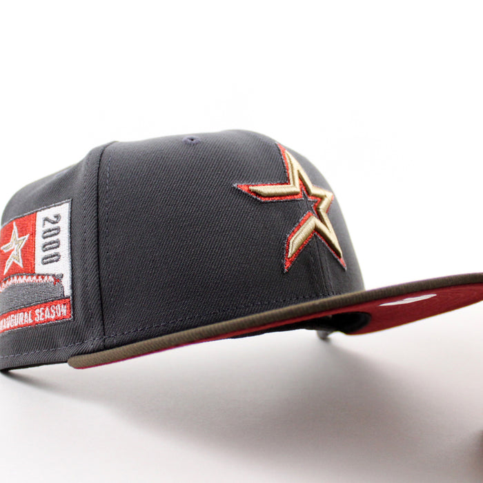 Houston Astros 2000 Inaugural Season  New Era 59Fifty Fitted Hat (Graphite Gray Brown Red Under Brim)