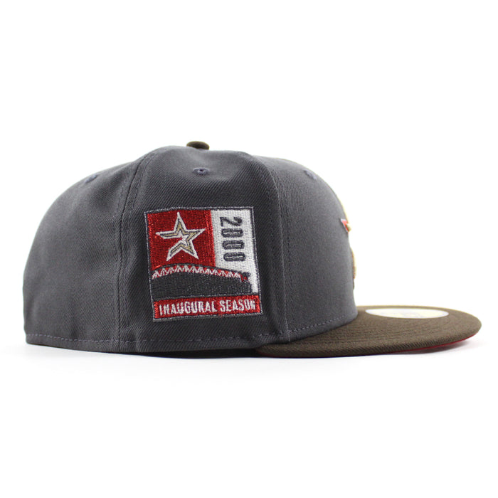 Houston Astros 2000 Inaugural Season  New Era 59Fifty Fitted Hat (Graphite Gray Brown Red Under Brim)