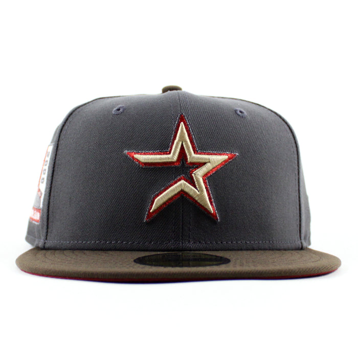 Houston Astros 2000 Inaugural Season  New Era 59Fifty Fitted Hat (Graphite Gray Brown Red Under Brim)