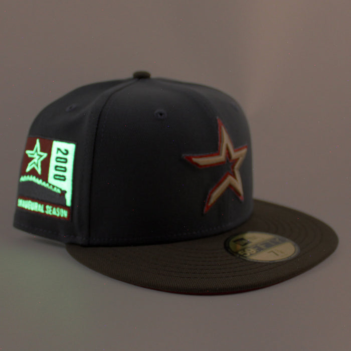 Houston Astros 2000 Inaugural Season  New Era 59Fifty Fitted Hat (Graphite Gray Brown Red Under Brim)
