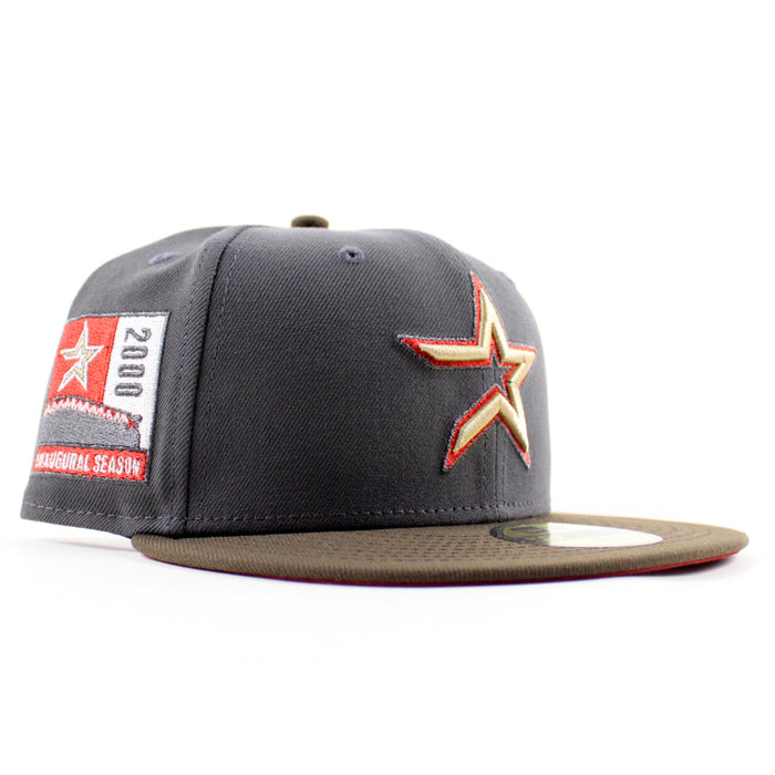 Houston Astros 2000 Inaugural Season  New Era 59Fifty Fitted Hat (Graphite Gray Brown Red Under Brim)
