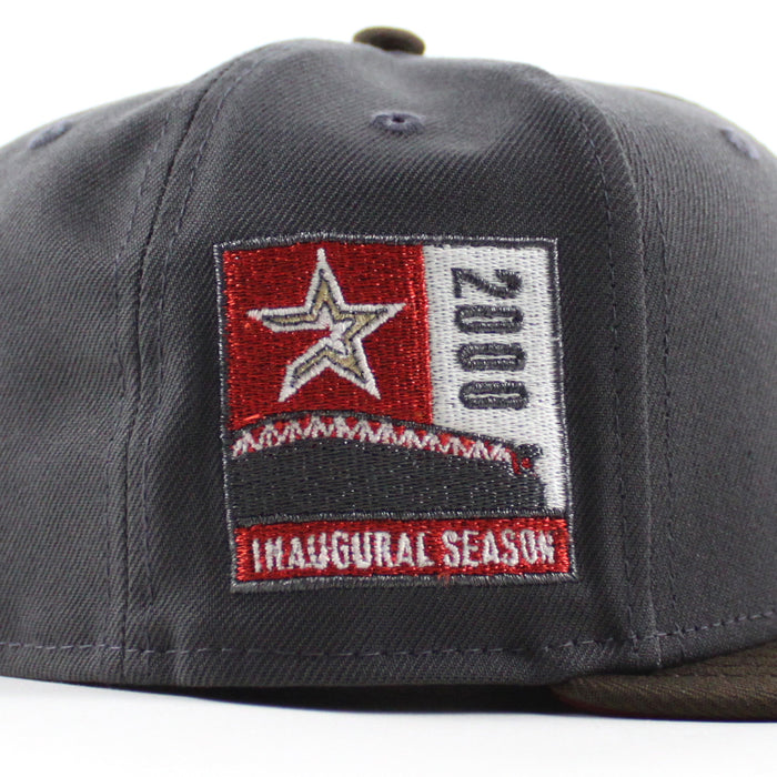 Houston Astros 2000 Inaugural Season  New Era 59Fifty Fitted Hat (Graphite Gray Brown Red Under Brim)