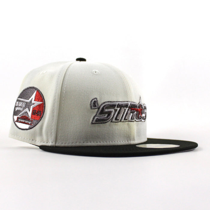 Houston Astros 35 Great Years New Era 59Fifty Fitted Hat (Chrome White Black Gray Under Brim)
