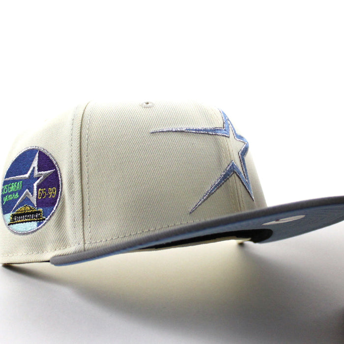 Houston Astros 35 Great Years New Era 59Fifty Fitted Hat (Chrome White Storm Gray Blue Under Brim)