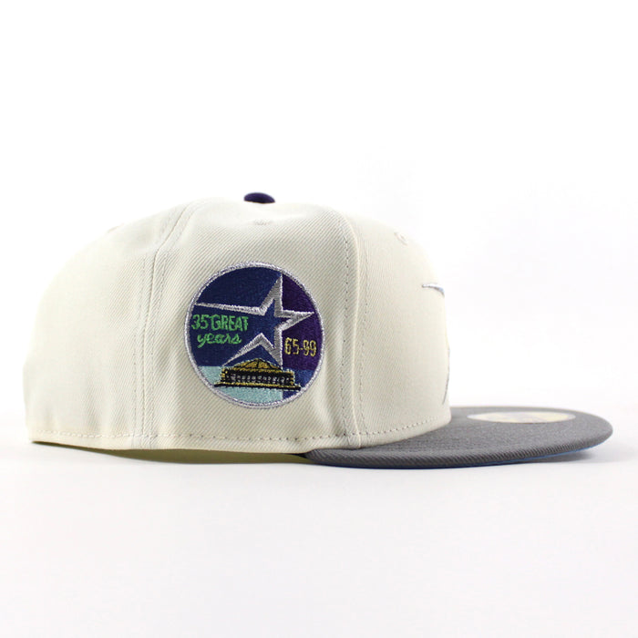 Houston Astros 35 Great Years New Era 59Fifty Fitted Hat (Chrome White Storm Gray Blue Under Brim)