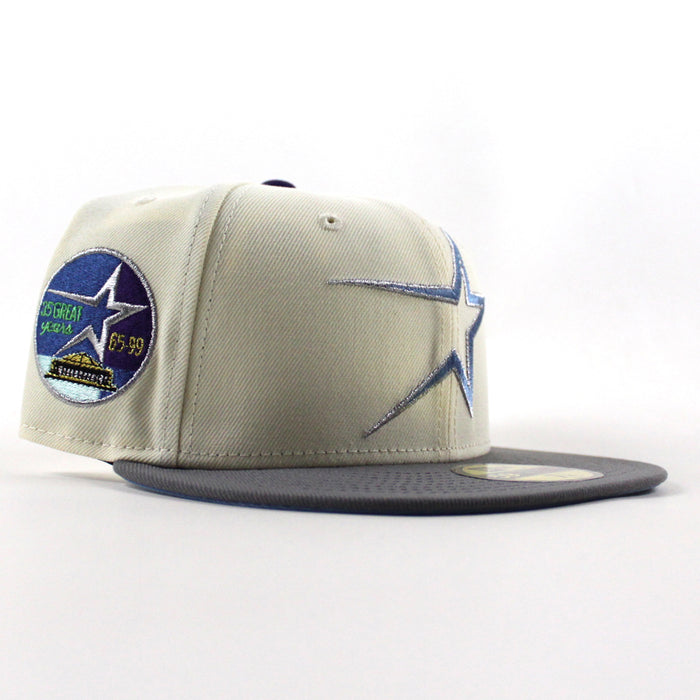 Houston Astros 35 Great Years New Era 59Fifty Fitted Hat (Chrome White Storm Gray Blue Under Brim)