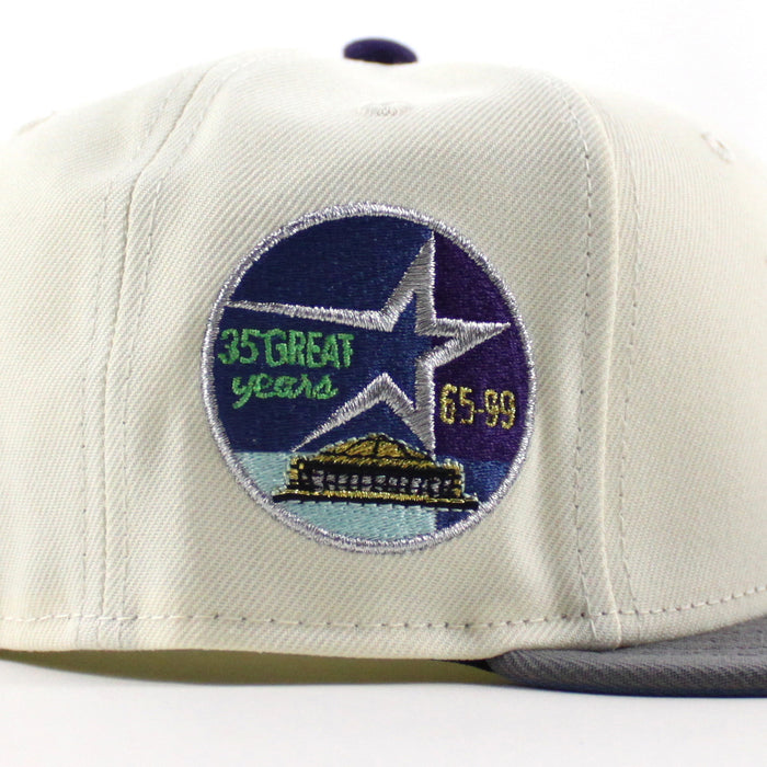 Houston Astros 35 Great Years New Era 59Fifty Fitted Hat (Chrome White Storm Gray Blue Under Brim)