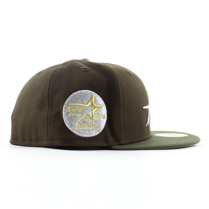 Houston Astros 35 Great Years New Era 59Fifty Fitted Hat (Walnut Olive Green Gray Under Brim)