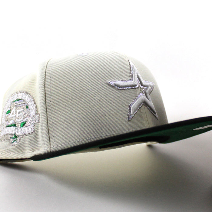 Houston Astros 45TH Anniversary New Era 59Fifty Fitted Hat (Chrome White Black Green Under Brim)