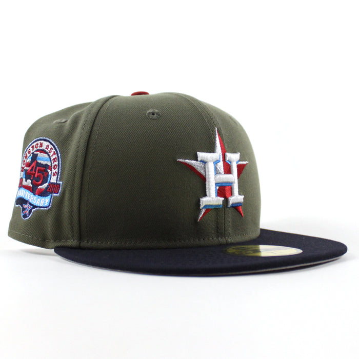 Houston Astros 45th Anniversary New Era 59Fifty Fitted Hat (Olive Navy Gray Under Brim)