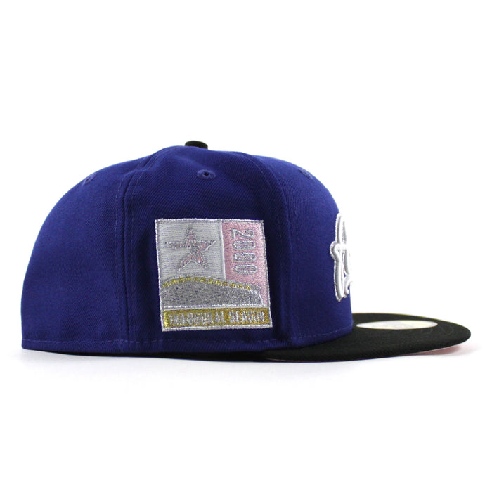 Houston Astros Inaugural Season Patch New Era 59Fifty Fitted Hat (Dark Royal Blue Black Pink Under Brim)