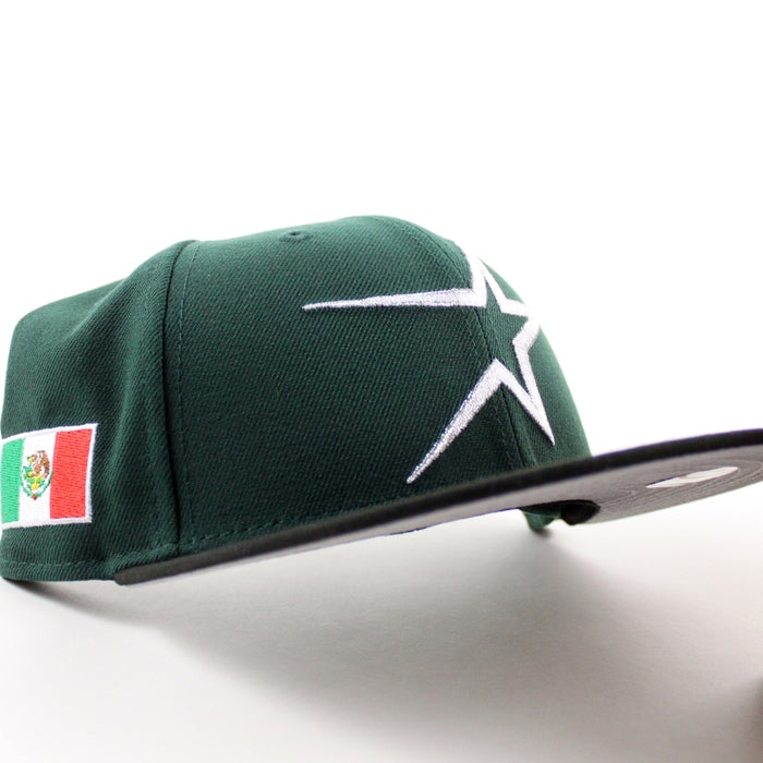 Houston Astros Mexico Flag Patch New Era 59Fifty Fitted Hat (Dark Green Black Gray Under Brim Under Brim)