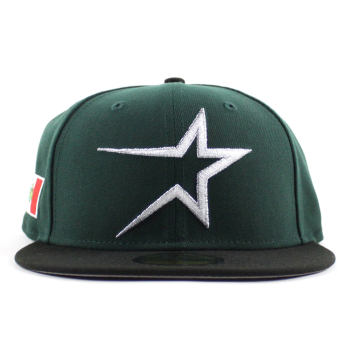 Houston Astros Mexico Flag Patch New Era 59Fifty Fitted Hat (Dark Green Black Gray Under Brim Under Brim)