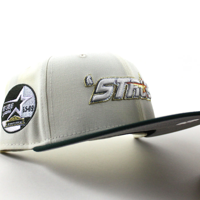 Houston ‘stros 35 Great Years Patch New Era 59Fifty Fitted Hat (Chrome White Dark Green Gray Under Brim)
