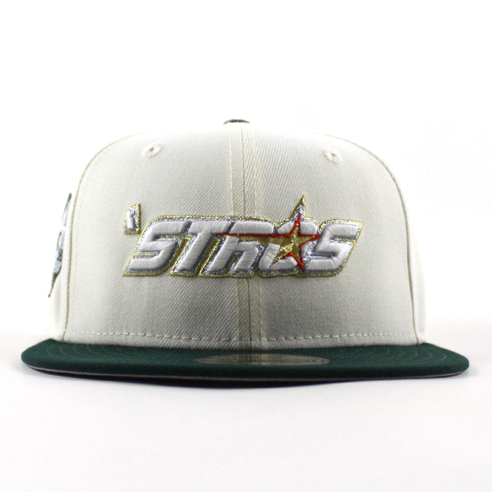 Houston ‘stros 35 Great Years Patch New Era 59Fifty Fitted Hat (Chrome White Dark Green Gray Under Brim)