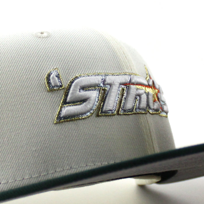 Houston ‘stros 35 Great Years Patch New Era 59Fifty Fitted Hat (Chrome White Dark Green Gray Under Brim)