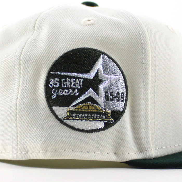 Houston ‘stros 35 Great Years Patch New Era 59Fifty Fitted Hat (Chrome White Dark Green Gray Under Brim)
