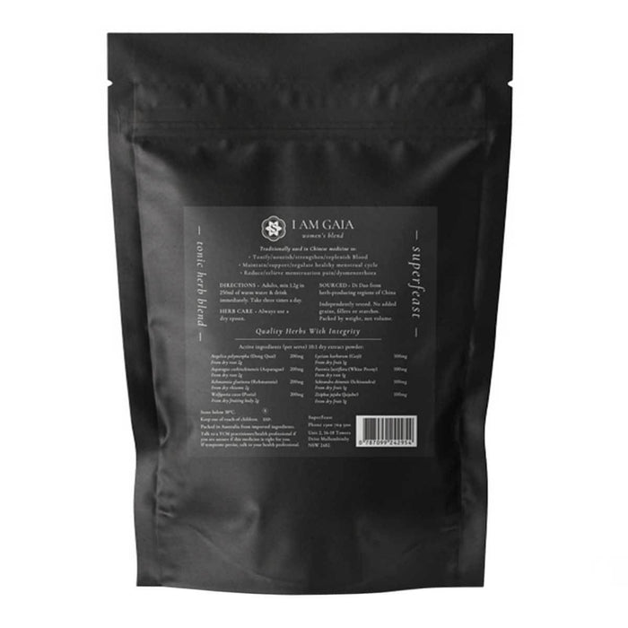 Black packaging with text and a brand logo on a white background