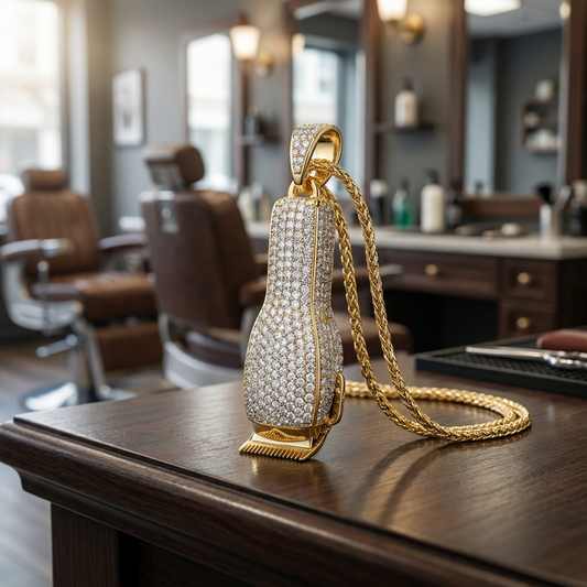Iced out clipper pendant and chain