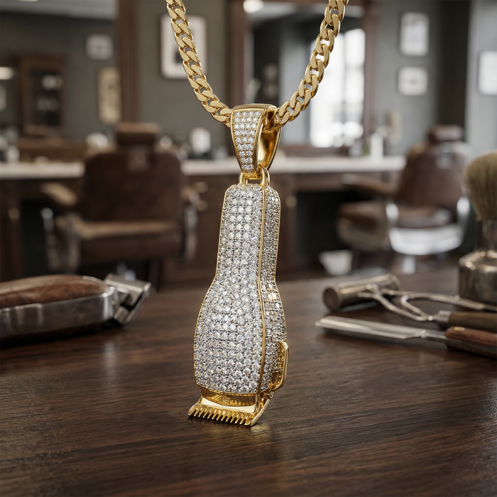 Iced out clipper pendant and chain