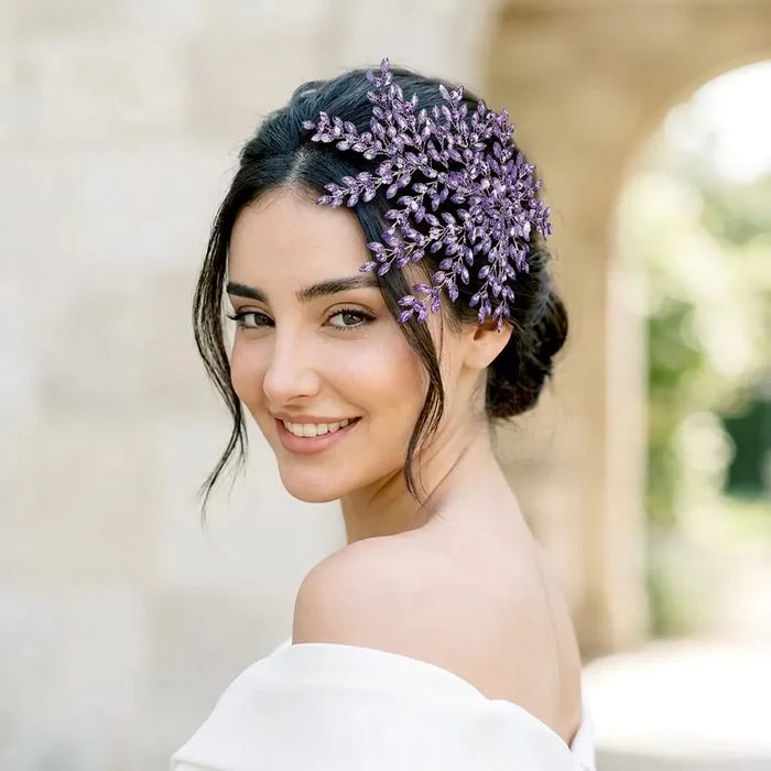 Lavender Crystal Bridal Hair Accessory - Wedding Headdress