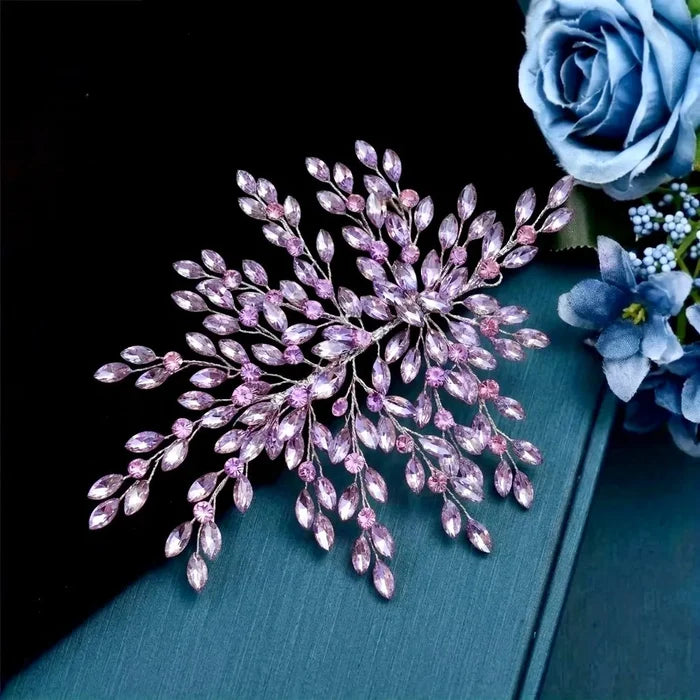Lavender Crystal Bridal Hair Accessory - Wedding Headdress