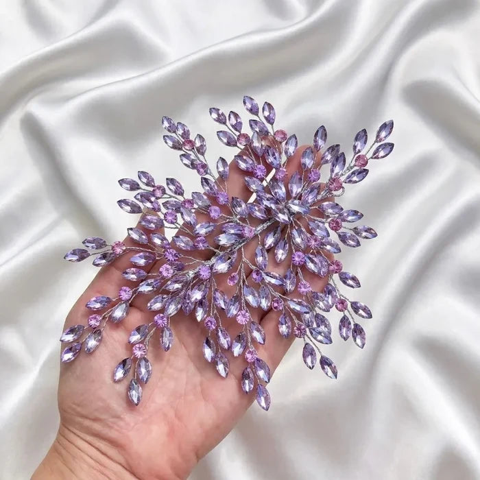 Lavender Crystal Bridal Hair Accessory - Wedding Headdress