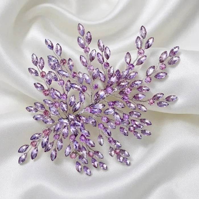 Lavender Crystal Bridal Hair Accessory - Wedding Headdress