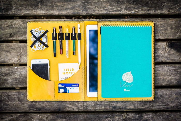 iPad Pro 12.9 & Letter/A4 Size Leather Padfolio - Yellow
