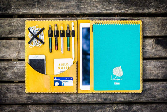iPad Pro 12.9 & Letter/A4 Size Leather Padfolio - Yellow