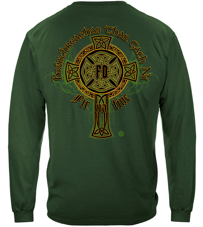 Irish Firefighter Gold Cross long sleeve shirt fire department IAFF Irish fire rescue first responder