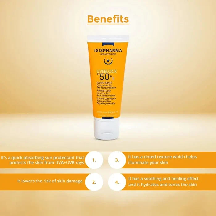 ISISPHARMA UVEBLOCK SPF 50+ Tinted Fluid Sunscreen 40ml - Benefits