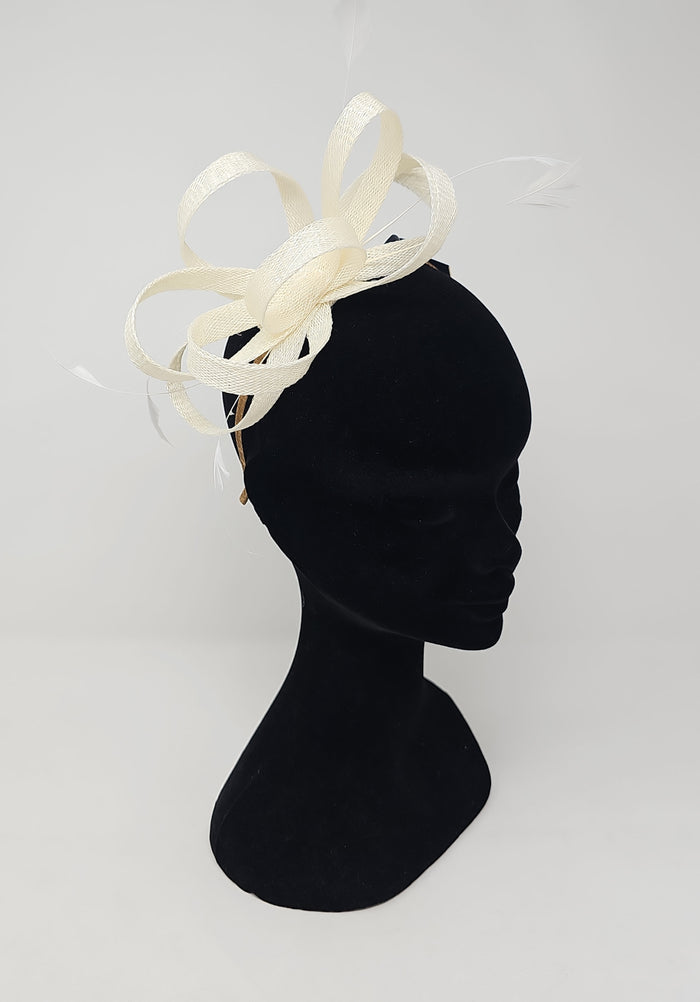 Ivory Looped Feather Hairband Fascinator