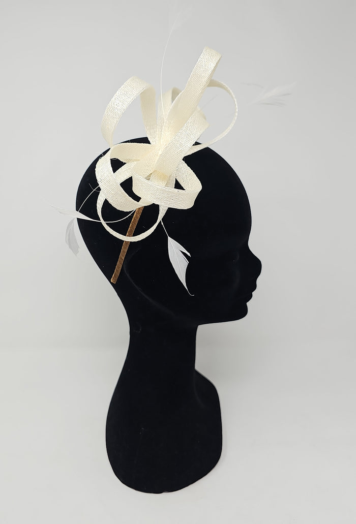 Ivory Looped Feather Hairband Fascinator