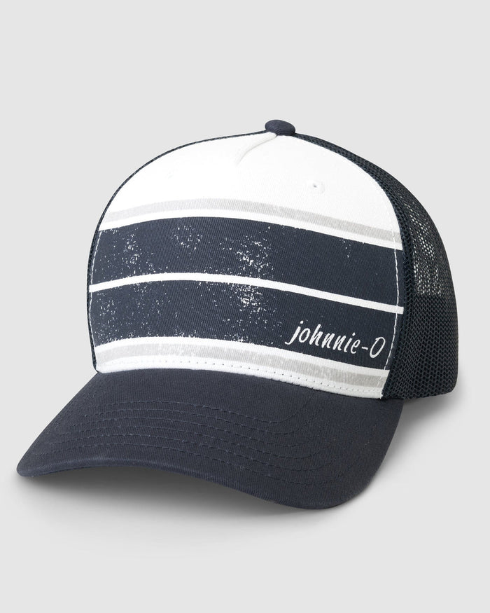Johnnie-O Classic Striped Trucker Hat Accessories Johnnie-O Navy