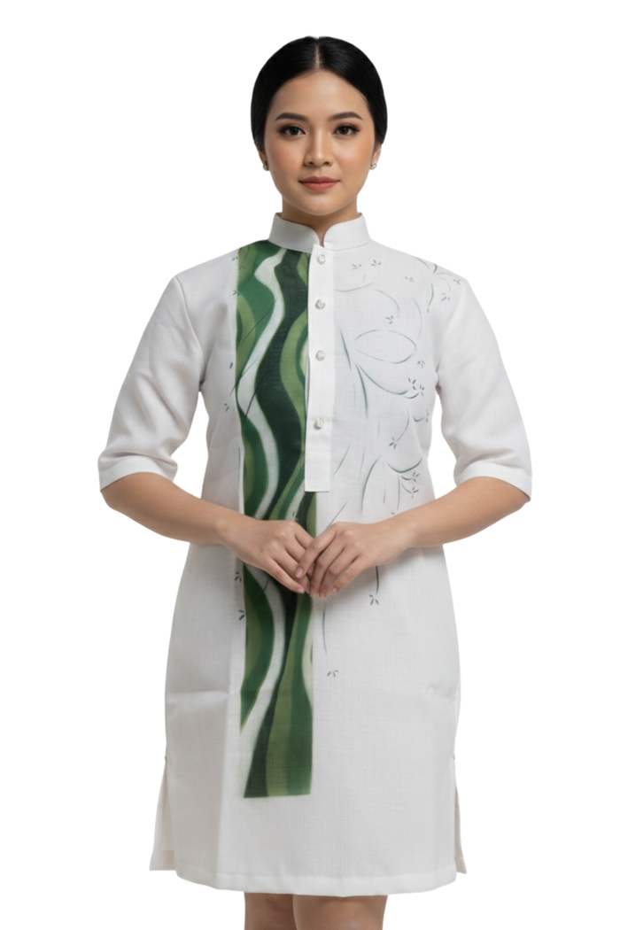 White Jusi Filipiniana Dress