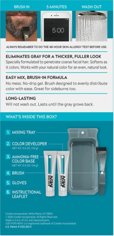 Just For Men Mustache & Beard Brush-In Color Gel - Palms Fashion Inc.
