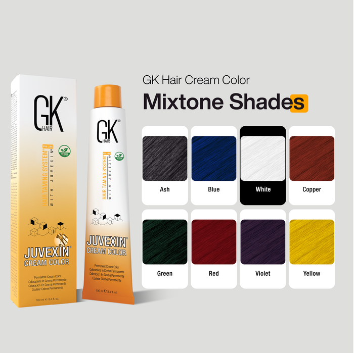 GK Hair Mixtone Shades Cream Color packaging with color swatches on a gray background