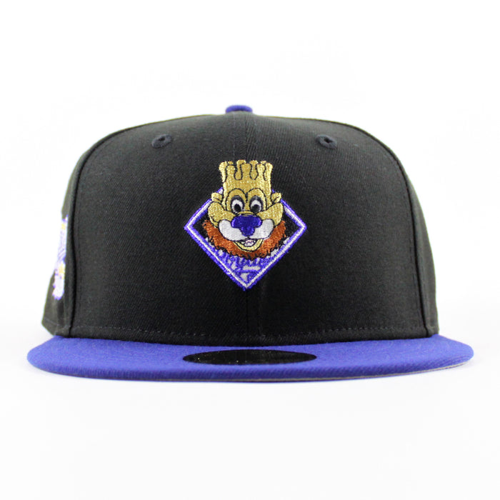 Kansas City Royals 50th Anniversary New Era 59Fifty Fitted Hat (Black Royal Blue Gray Under Brim)