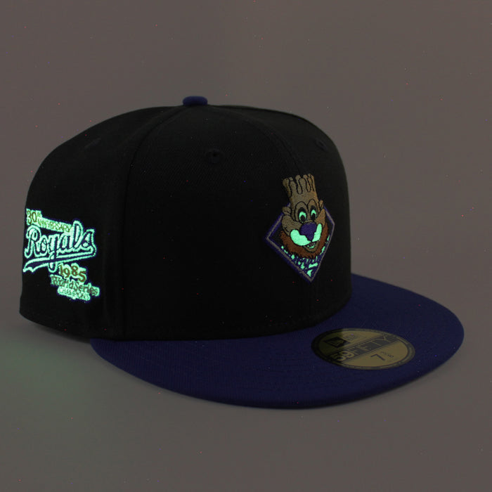 Kansas City Royals 50th Anniversary New Era 59Fifty Fitted Hat (Black Royal Blue Gray Under Brim)