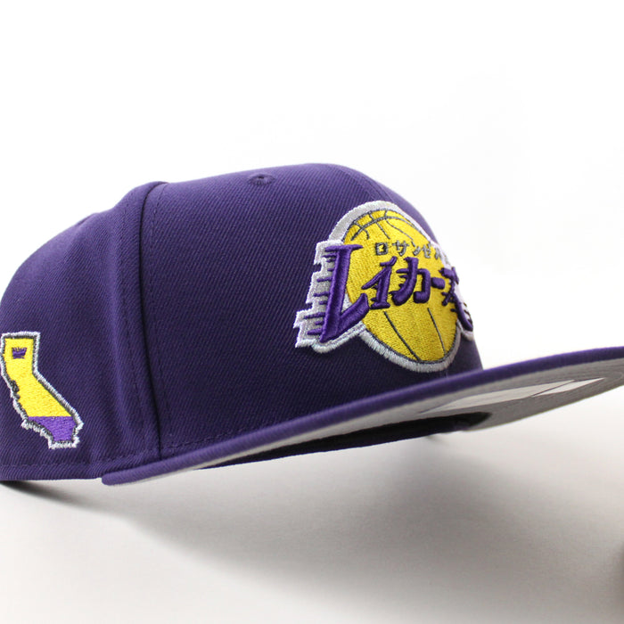KATAKANA Los Angeles Lakers Hyperfly New Era 59Fifty Fitted Hat (Purple Gray Under Brim)